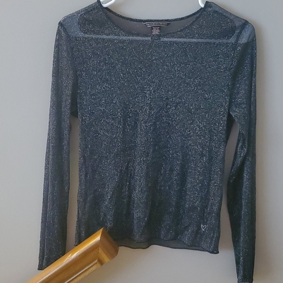 Victoria's Secret Sheer Metallic Black Top - Picture 3 of 5